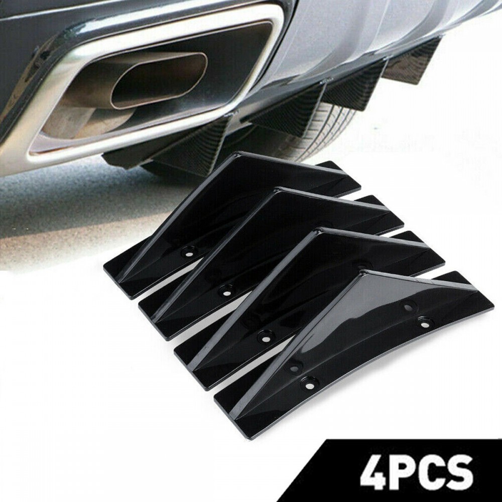 Set 4 aripioare TUNING curbate pentru bara - deflector spate, culoare negru lucios, montaj cu surub sau banda dublu adeziva - AVX-T121022-10 - AVEX