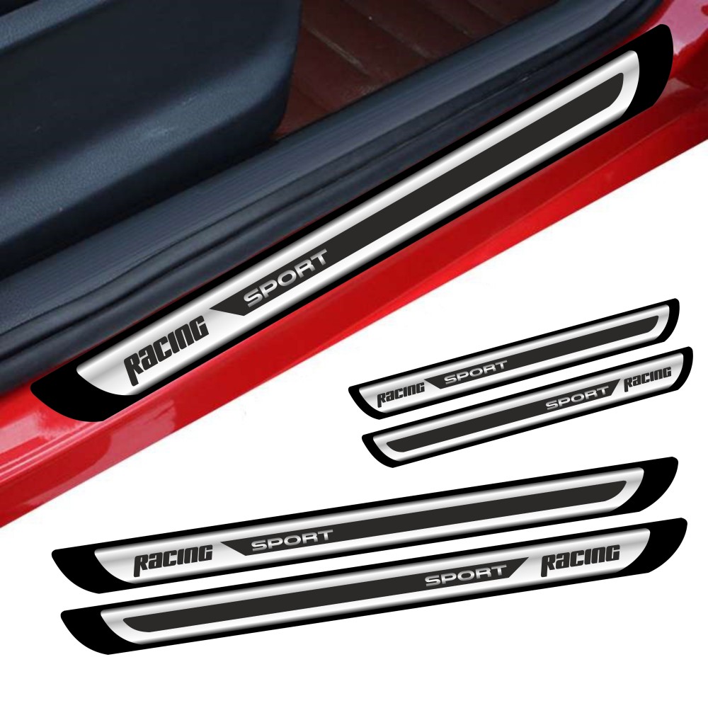Set 4 bucati Protectii Praguri din autocolant Crom - Racing Sport - AVX-PRRS1 - AVEX