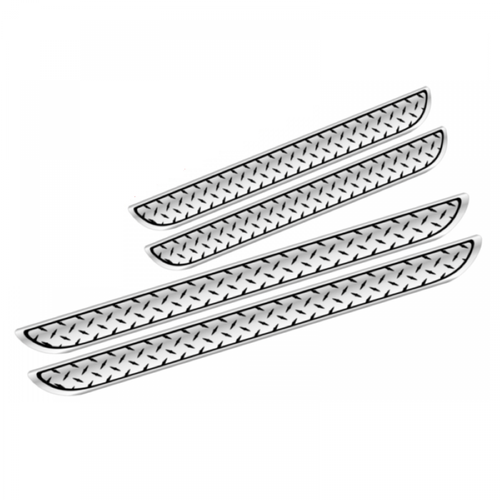 Set 4 bucati protectie praguri universale culoare crom si negru diamond - AVX-PROT13 - AVEX