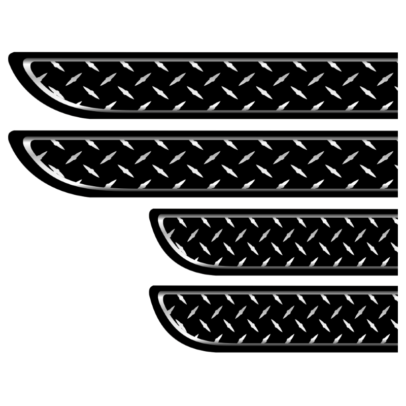 Set 4 bucati protectie praguri universale culoare neagra si crom diamond