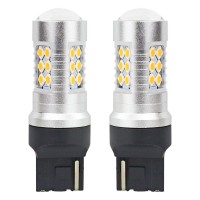 Set becuri auto cu LED CANBUS, 3030, 24SMD, compatibil T20, 7440, WY21W, Portocaliu, 12V / 24V, destinat competitiilor auto sau off-road