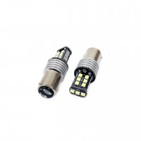 Set becuri auto cu LED CANBUS compatibil P21/5W BA15D 15 SMD 7.5W Alb 12/24V, destinat competitiilor auto sau off-road