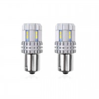 Set becuri auto cu LED CANBUS compatibil P21 R5W/R10W 22 SMD Alb 12V/24V, destinat competitiilor auto sau off-road