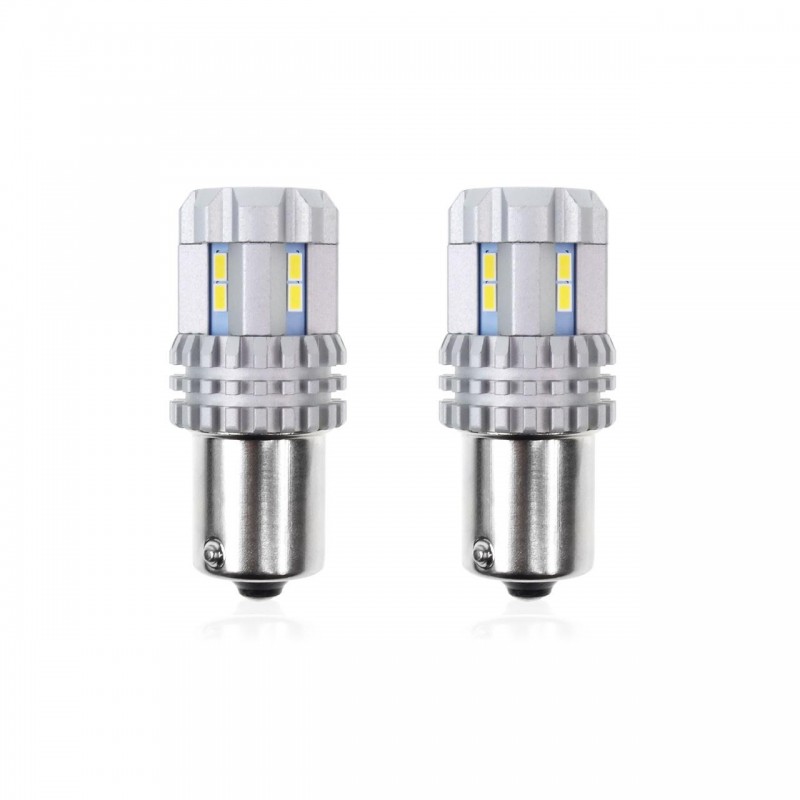Set becuri auto cu LED CANBUS compatibil P21 R5W/R10W 22 SMD Alb 12V/24V, destinat competitiilor auto sau off-road - AVX-AM02449 - AMIO