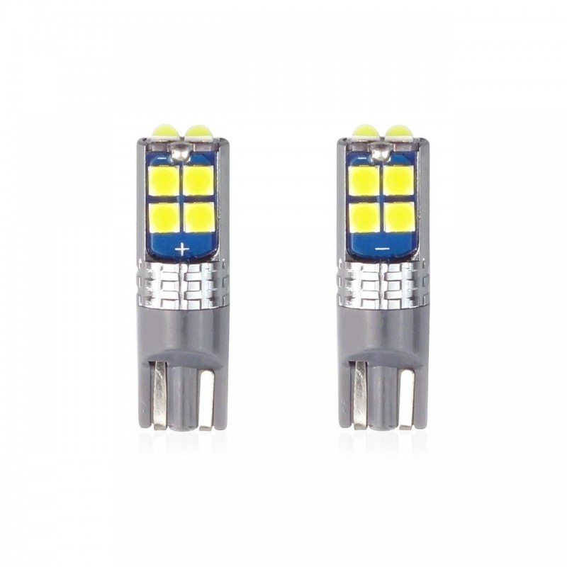 Set becuri auto cu LED CANBUS compatibil T10 W5W 10 SMD Alb 12/24V, destinat competitiilor auto sau off-road - AVX-AM02447 - AMIO
