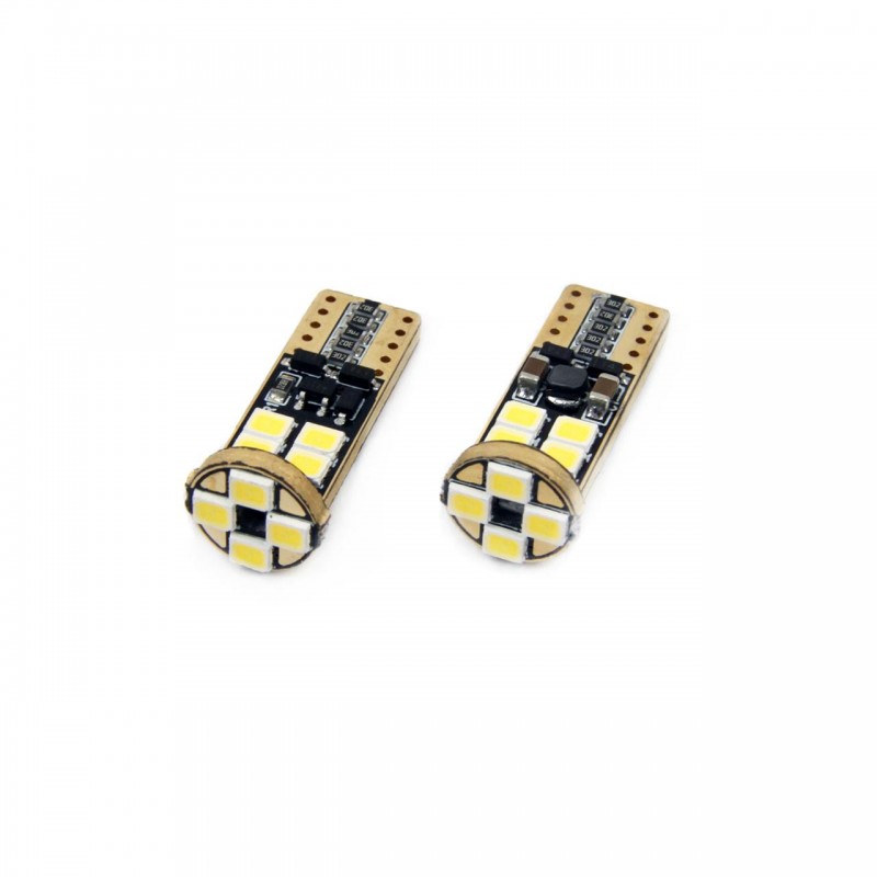 Set becuri auto cu LED CANBUS compatibil T10e W5W 12 SMD Alb 12/24V, destinat competitiilor auto sau off-road - AVX-AM01636 - AMIO