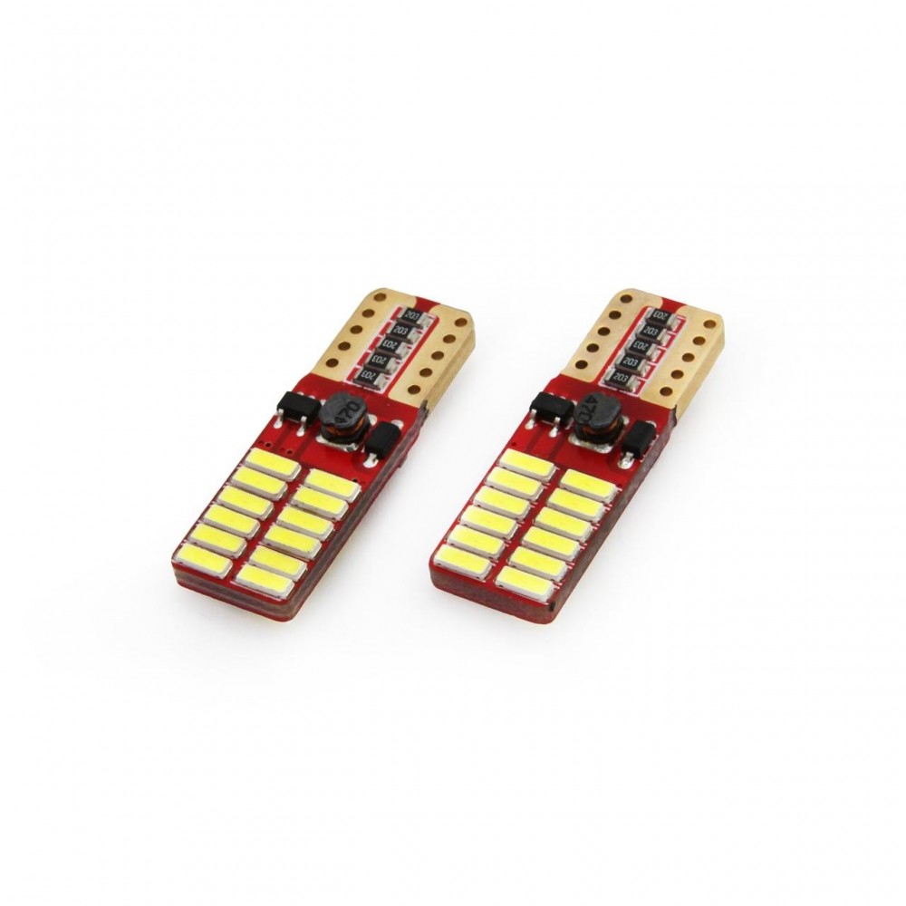 Set becuri auto cu LED CANBUS compatibil T10e W5W 24 SMD Alb 12V/24V, destinat competitiilor auto sau off-road - AVX-AM01287 - AMIO