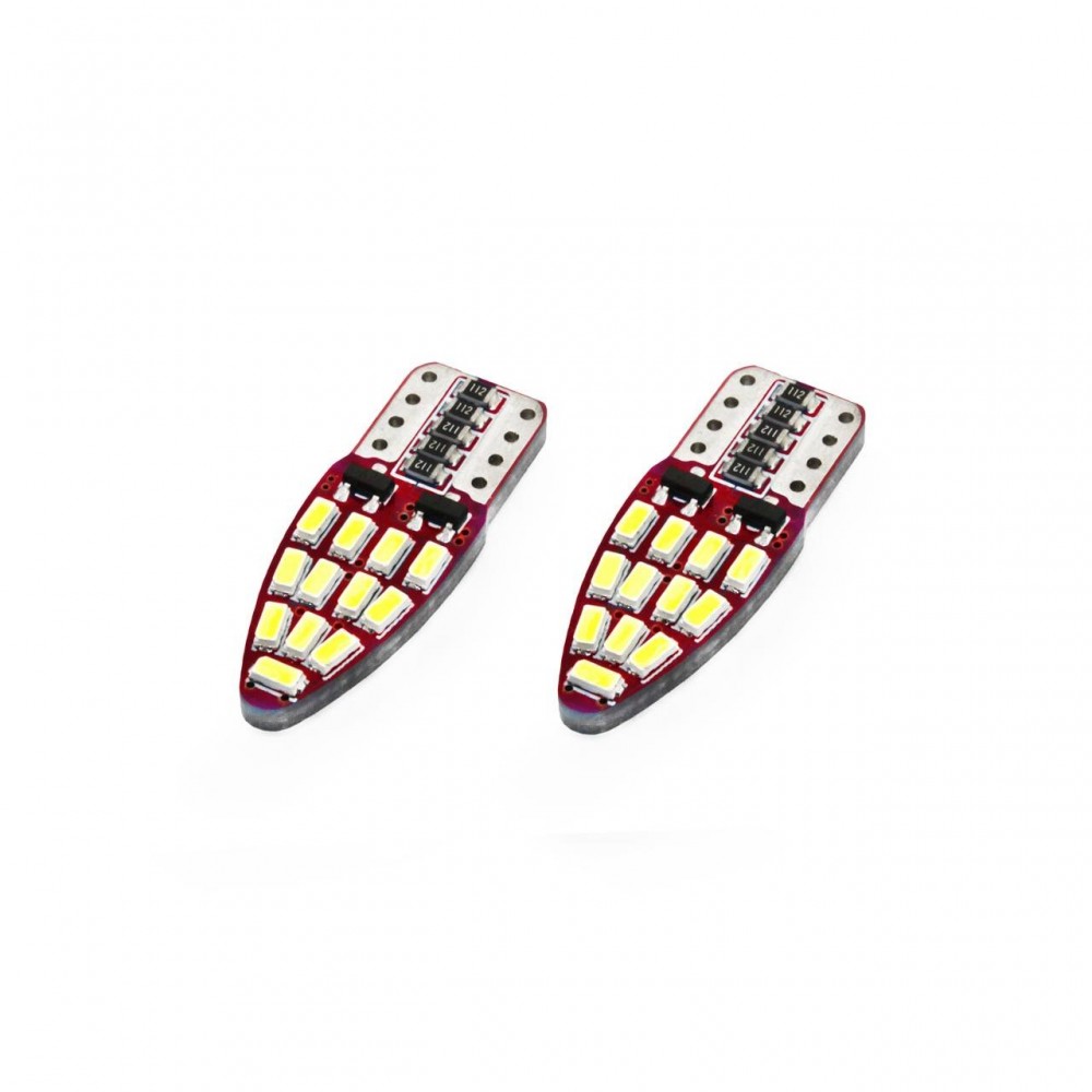 Set becuri auto cu LED CANBUS compatibil T10e W5W 24 SMD Alb 12V, destinat competitiilor auto sau off-road - AVX-AM01285 - AMIO