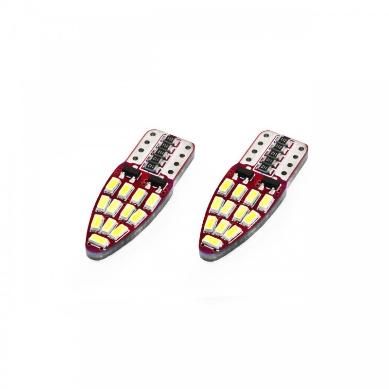 Set becuri auto cu LED CANBUS compatibil T10e W5W 24 SMD Alb 12V, destinat competitiilor auto sau off-road - AVX-AM01285 - AMIO