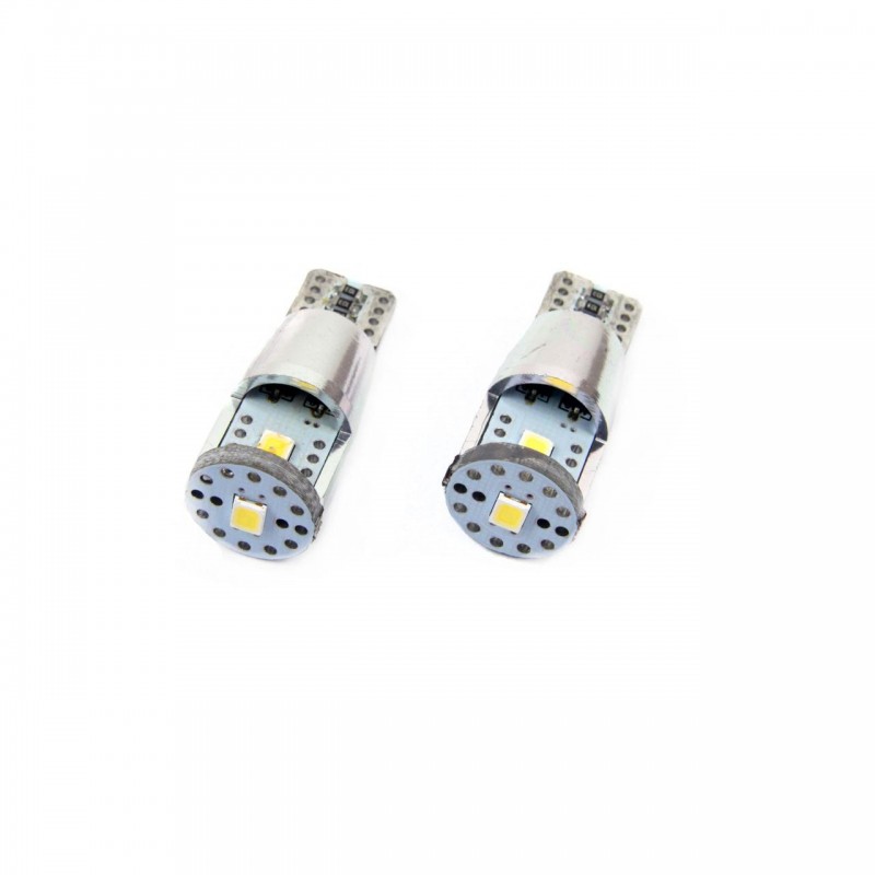 Set becuri auto cu LED CANBUS compatibil T10e W5W 3 SMD ALU Alb 12V/24V, destinat competitiilor auto sau off-road - AVX-AM01637 - AMIO