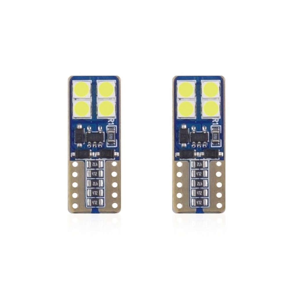 Set becuri auto cu LED CANBUS compatibil T10e W5W 8 SMD Alb 12/24V, destinat competitiilor auto sau off-road - AVX-AM01635 - AMIO
