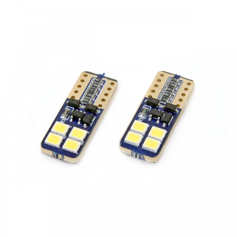 Set becuri auto cu LED CANBUS compatibil T10e W5W 8 SMD Alb 12/24V, destinat competitiilor auto sau off-road - AVX-AM01635 - AMIO