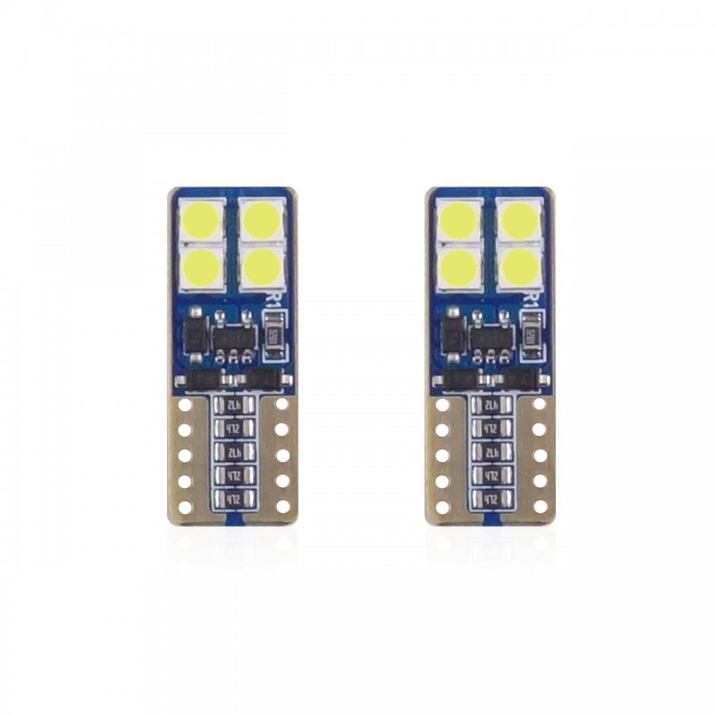 Set becuri auto cu LED CANBUS compatibil T10e W5W 8 SMD Alb 12/24V, destinat competitiilor auto sau off-road - AVX-AM01635 - AMIO