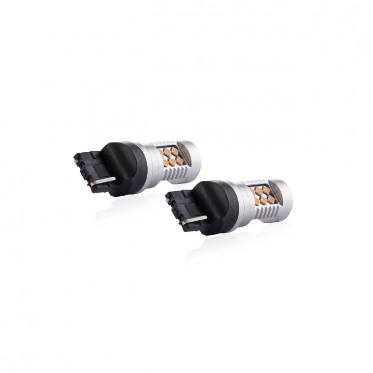 Set becuri auto cu LED CANBUS compatibil W21W T20 24 SMD 6.2W Orange 12/24V, destinat competitiilor auto sau off-road - AVX-AM02578 - AMIO