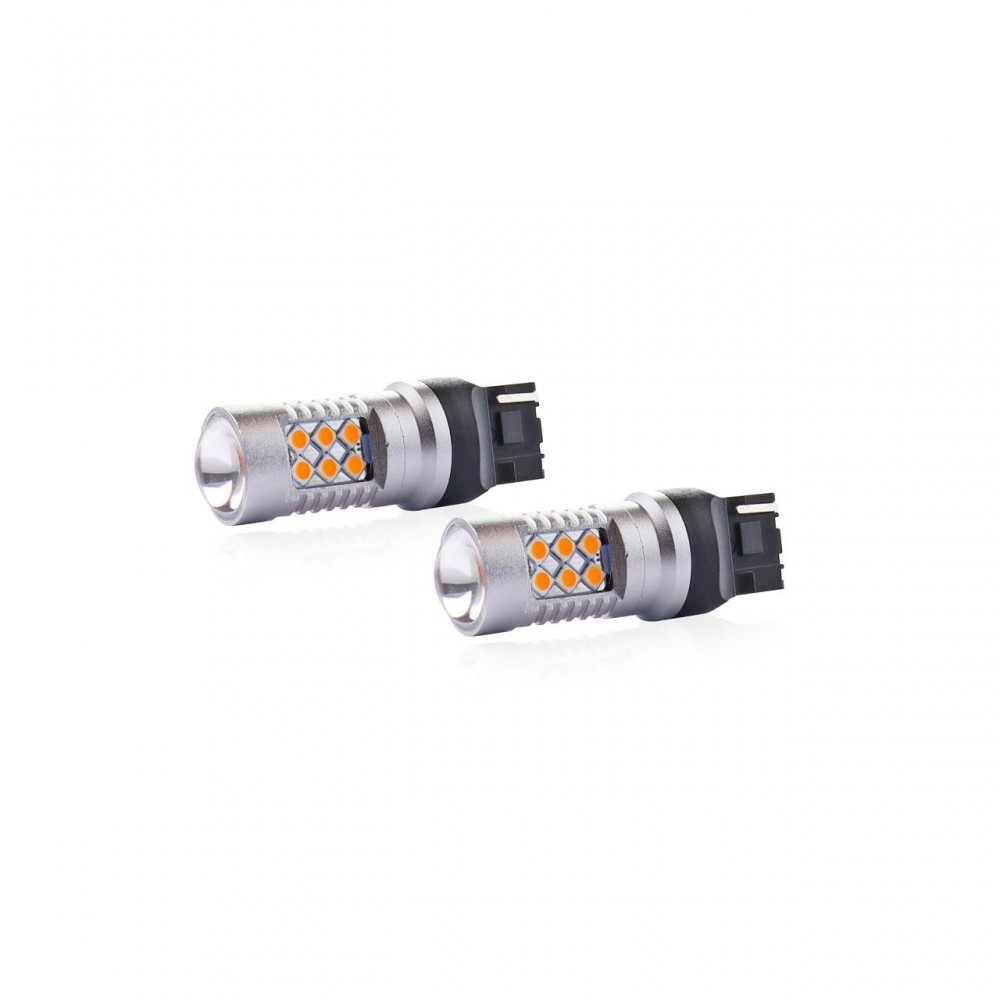 Set becuri auto cu LED CANBUS compatibil W21W T20 24 SMD 6.2W Orange 12/24V, destinat competitiilor auto sau off-road - AVX-AM02578 - AMIO