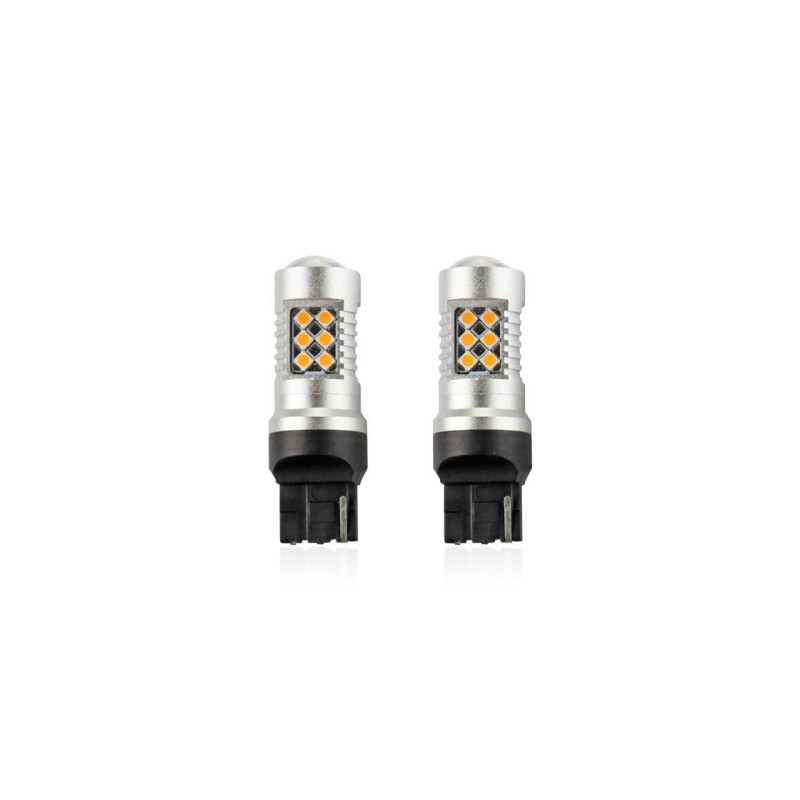 Set becuri auto cu LED CANBUS compatibil W21W T20 24 SMD 6.2W Orange 12/24V, destinat competitiilor auto sau off-road - AVX-AM02578 - AMIO