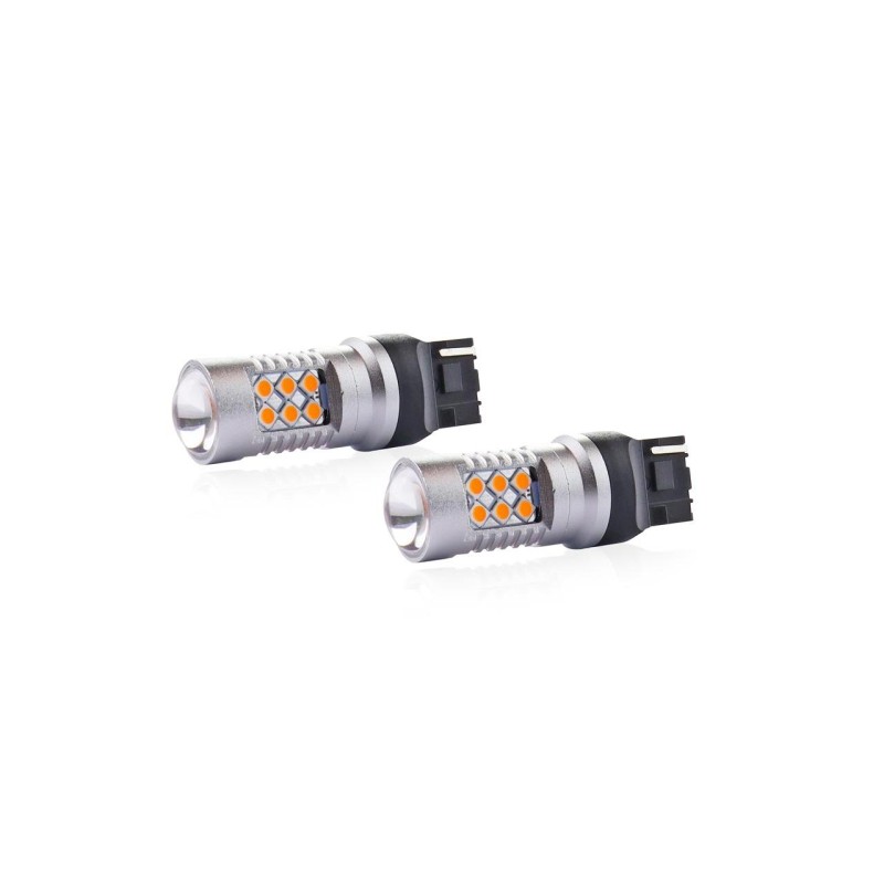 Set becuri auto cu LED CANBUS compatibil W21W T20 24 SMD 6.2W Orange 12/24V, destinat competitiilor auto sau off-road - AVX-AM02578 - AMIO