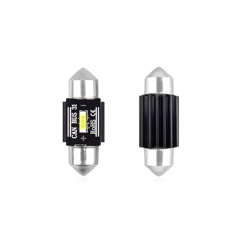 Set becuri auto cu LED CANBUS sofit compatibil C5W 1 SMD 31mm Alb 12/24V, destinat competitiilor auto sau off-road - AVX-AM02441 - AMIO