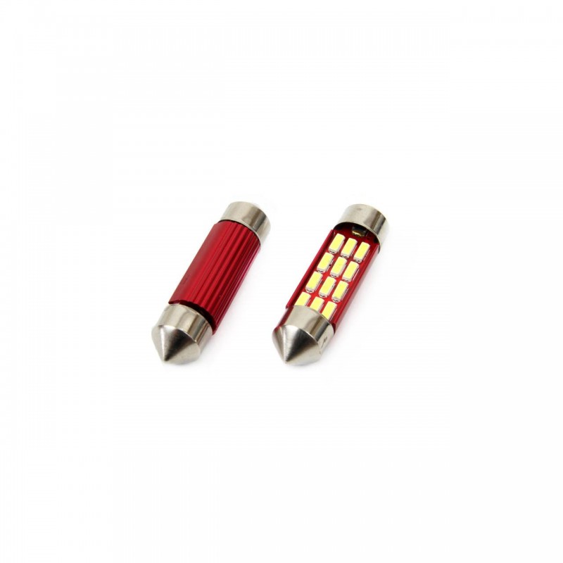 Set becuri auto cu LED CANBUS sofit compatibil C5W 12 SMD 39mm Alb 12/24V, destinat competitiilor auto sau off-road - AVX-AM01633 - AMIO