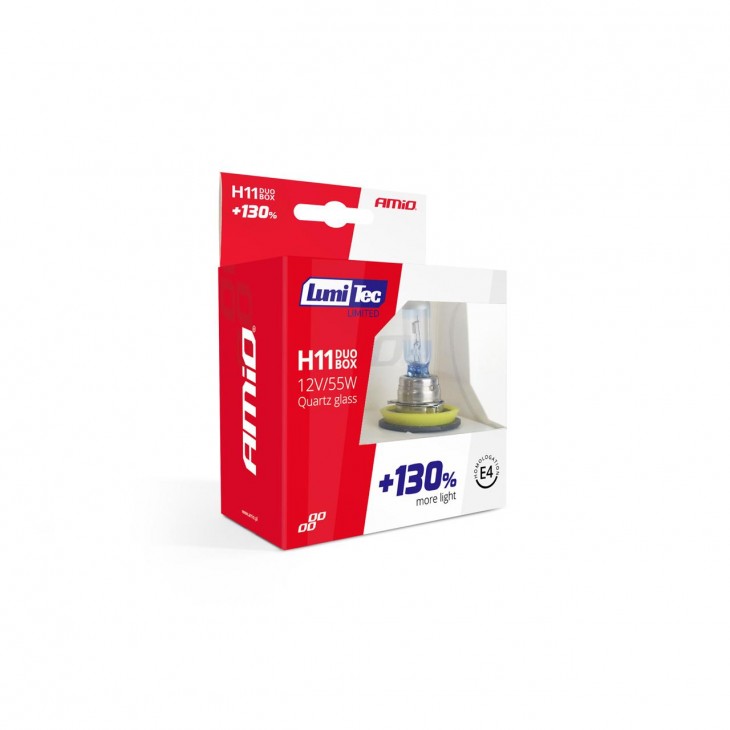 Set becuri cu halogen H11 12V 55W LumiTec LIMITED + 130% DUO BOX - AVX-AM02105 - AMIO