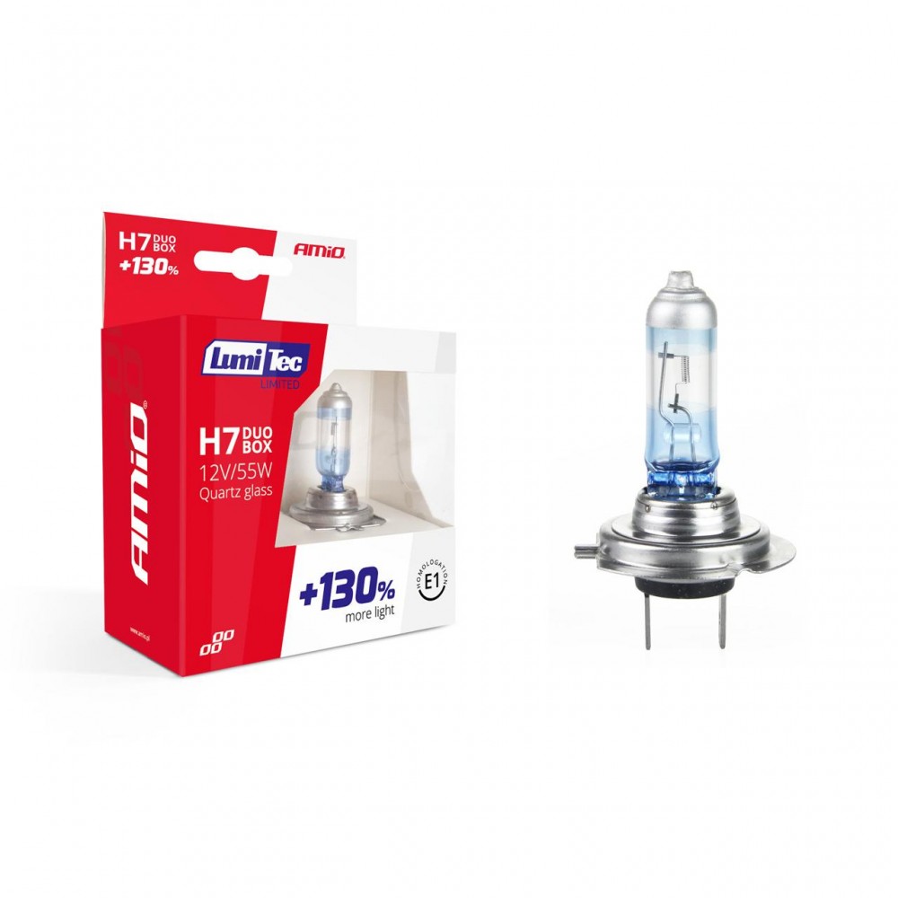 Set becuri cu halogen H7 12V 55W LumiTec LIMITED + 130% DUO BOX - AVX-AM01406 - AMIO