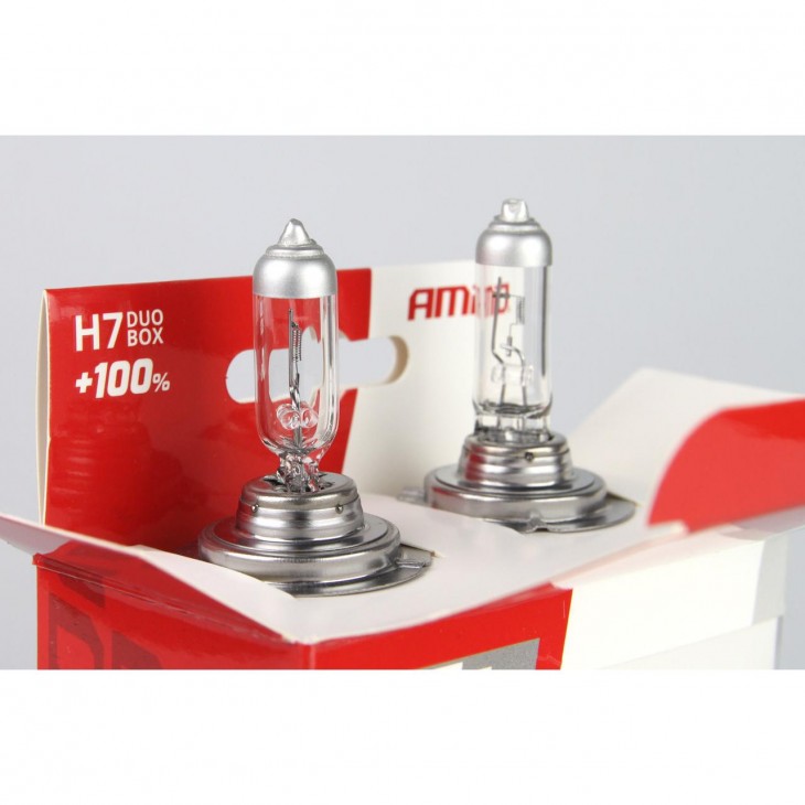 Set becuri cu halogen H7 12V 55W LumiTec SILVER + 100% DUO BOX - AVX-AM01403 - AMIO