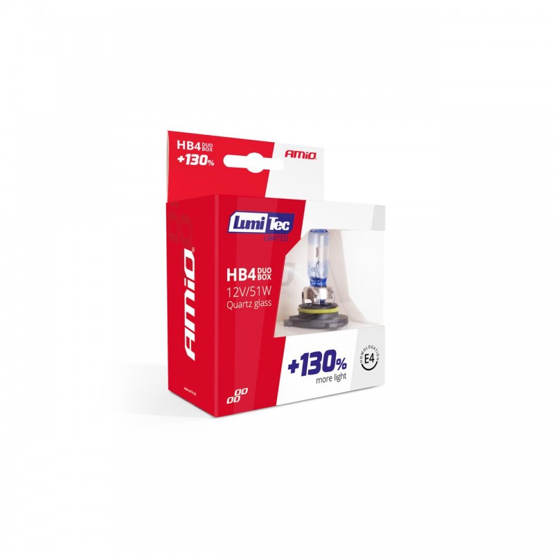 Set becuri cu halogen HB4 12V 51W LumiTec LIMITED + 130% DUO BOX - AVX-AM02104 - AMIO