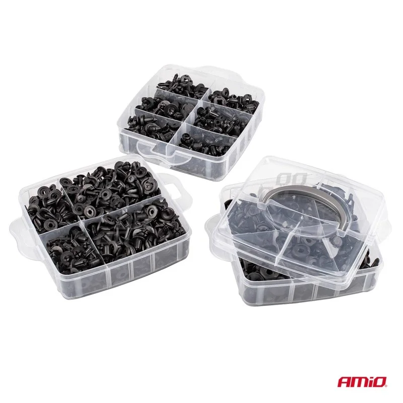 Set cleme - clipsuri reconditionare auto, 620 piese, diferite modele, AMIO