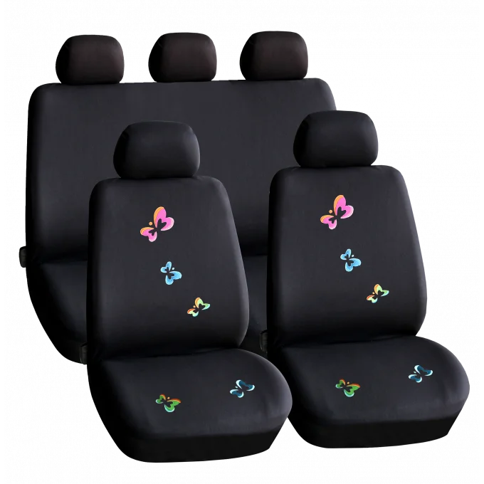 Set huse scaun auto ieftine, Universale 9 piese, model BUTTERFLY