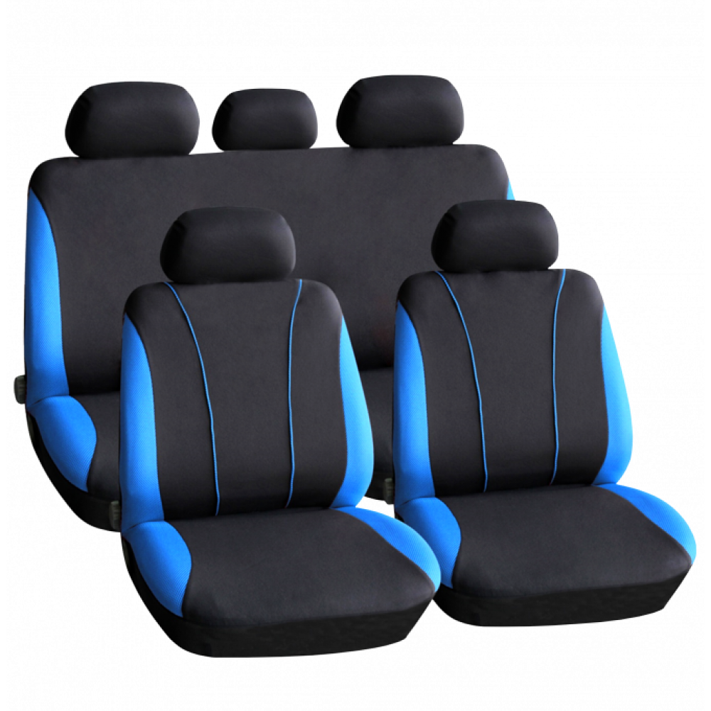 Set huse scaun auto ieftine, Universale 9 piese, model V-Style - ALBASTRU - AVX-HSA001 - AVEX