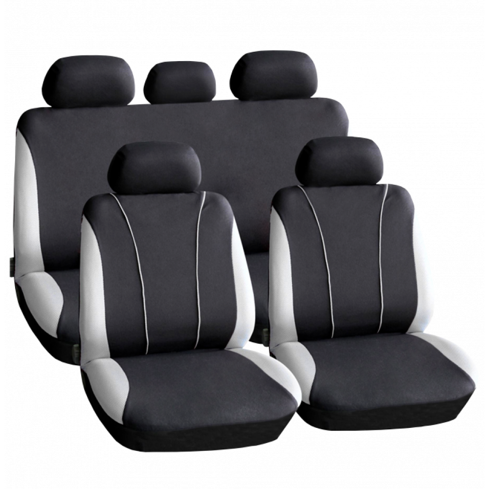 Set huse scaun auto ieftine, Universale 9 piese, model V-Style - GRI - AVX-HSA003 - AVEX