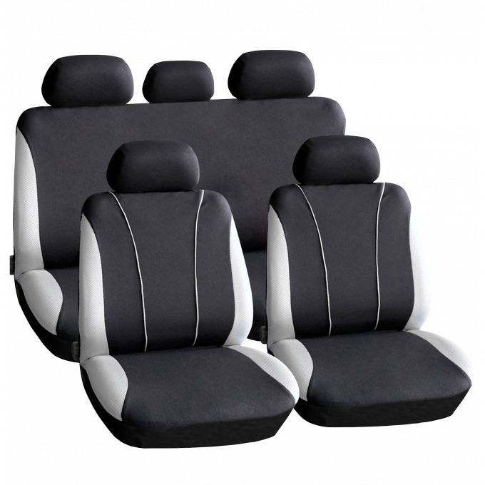 Set huse scaun auto ieftine, Universale 9 piese, model V-Style - GRI - AVX-HSA003 - AVEX