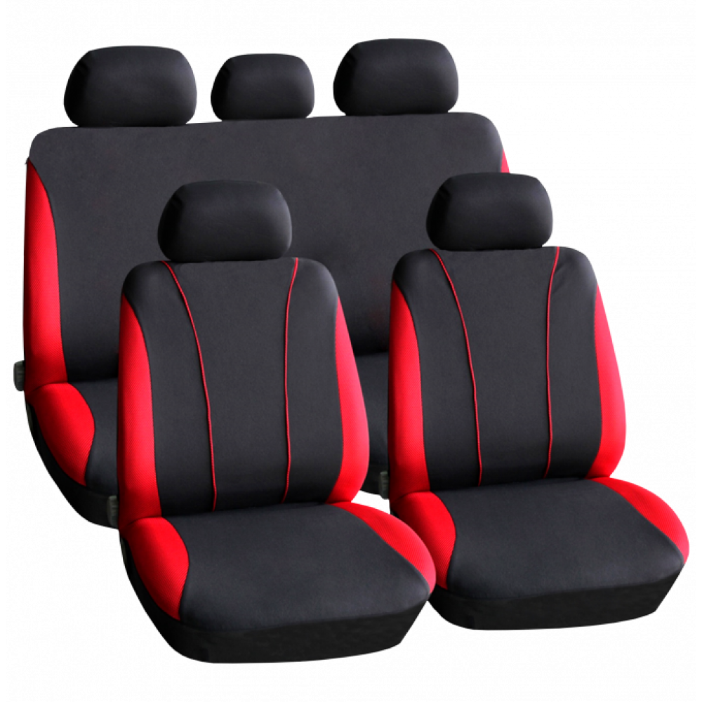 Set huse scaun auto ieftine, Universale 9 piese, model V-Style - ROSU - AVX-HSA002 - AVEX