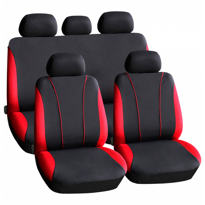 Set huse scaun auto ieftine, Universale 9 piese, model V-Style - ROSU - AVX-HSA002 - AVEX