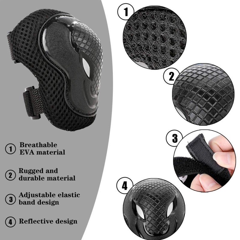 Set pentru copii, 6 x protectii pentru genunchi, coate si incheieturi (bicicleta, role, skateboard, patine) - AVX-KX5069 - AVEX