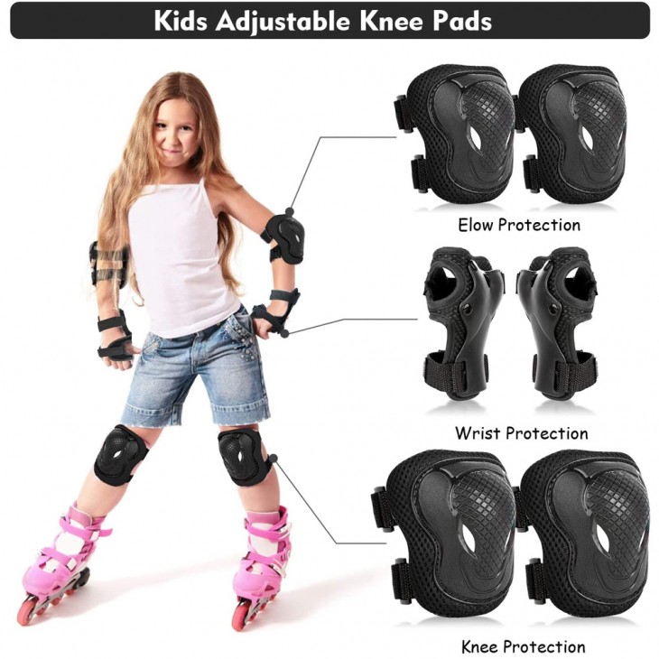 Set pentru copii, 6 x protectii pentru genunchi, coate si incheieturi (bicicleta, role, skateboard, patine) - AVX-KX5069 - AVEX