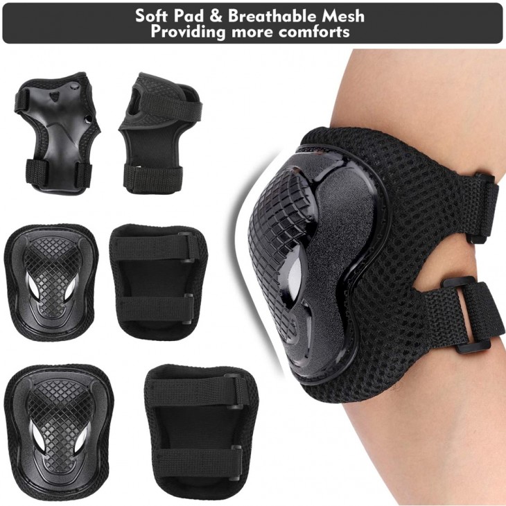 Set pentru copii, 6 x protectii pentru genunchi, coate si incheieturi (bicicleta, role, skateboard, patine) - AVX-KX5069 - AVEX