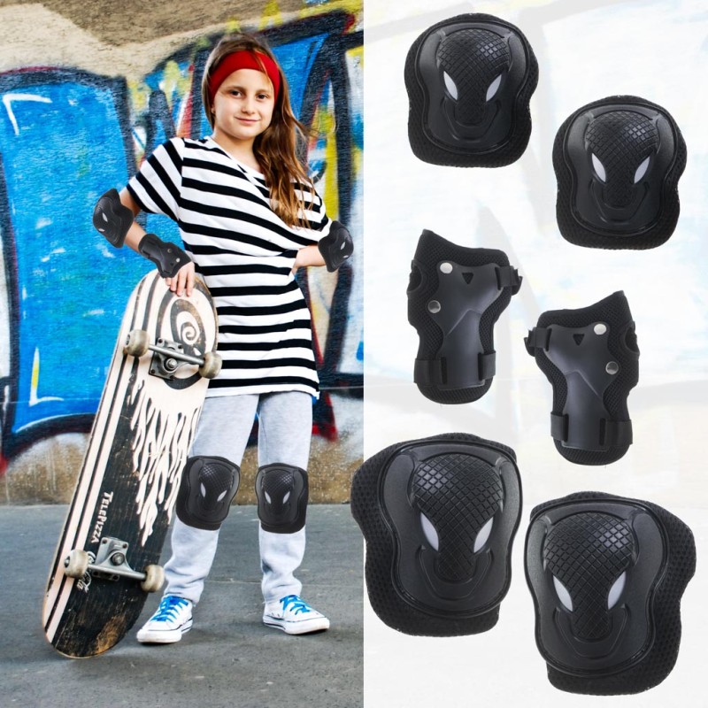 Set pentru copii, 6 x protectii pentru genunchi, coate si incheieturi (bicicleta, role, skateboard, patine) - AVX-KX5069 - AVEX