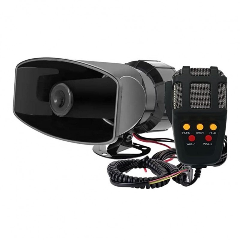 Sirena Profesionala cu 5 Tonuri si Microfon, putere 100W, alimentare 12V - AVX-T090317-1 - AVEX