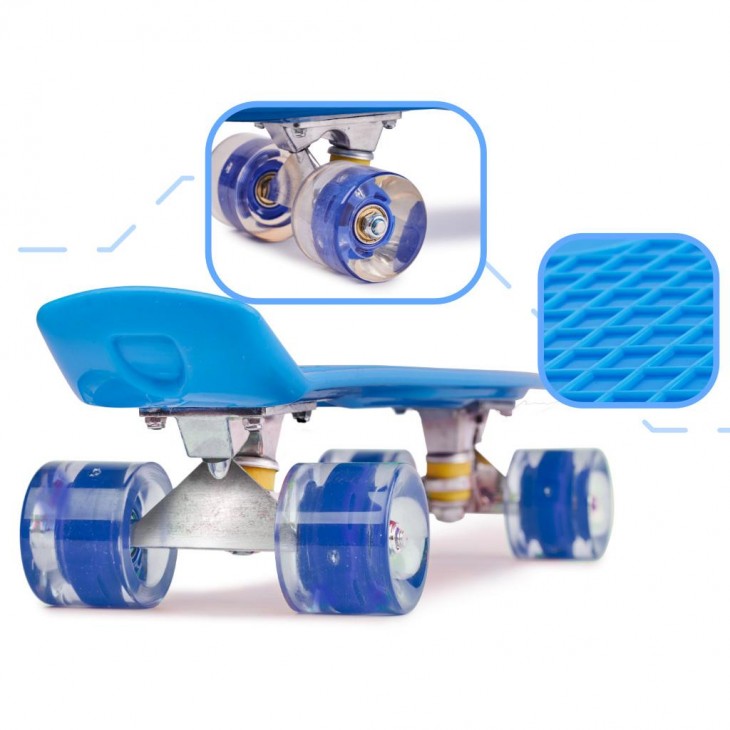 Skateboard Penny Board pentru copii cu roti din cauciuc, iluminate LED, culoare Albastra - AVX-KX5375_2 - AVEX