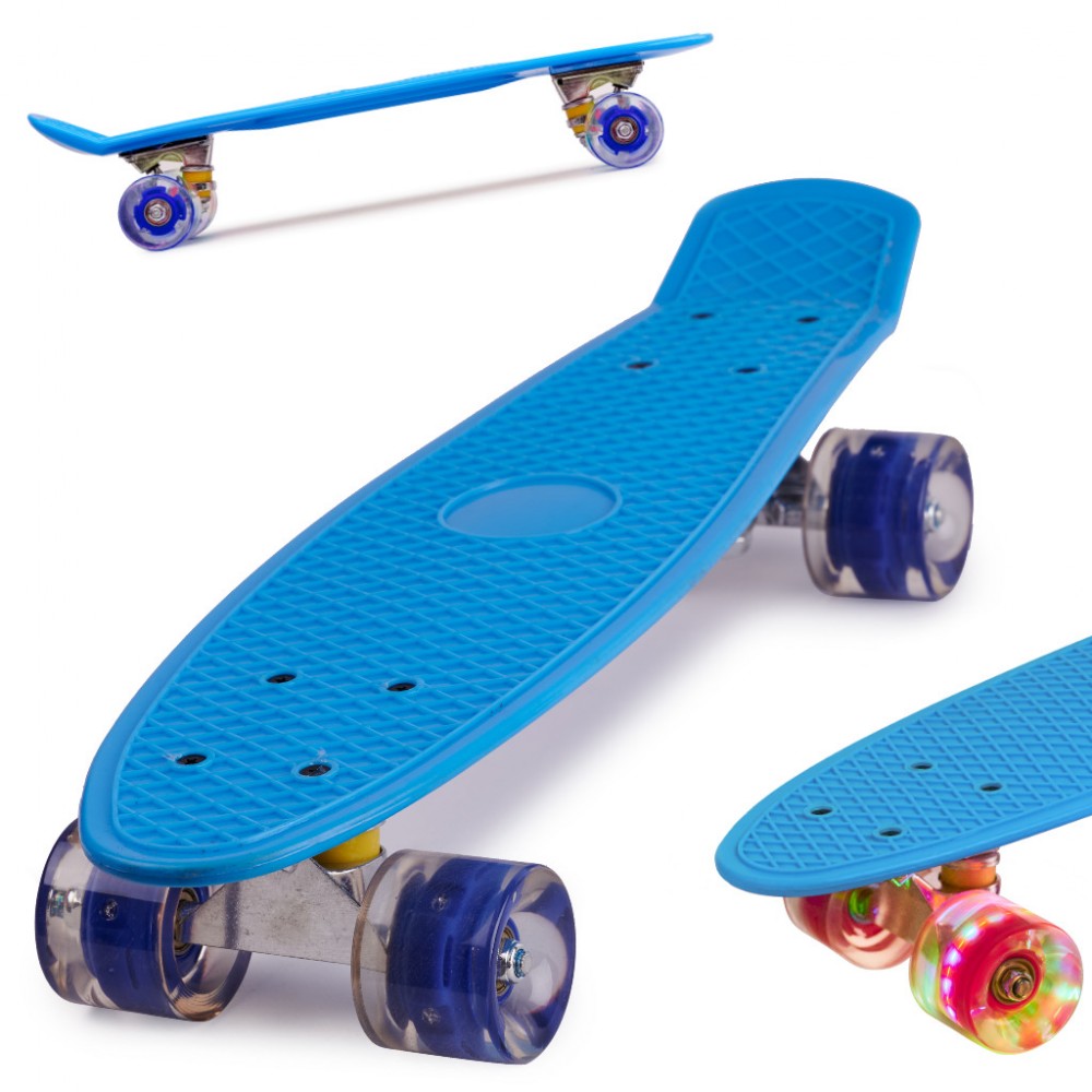 Skateboard Penny Board pentru copii cu roti din cauciuc, iluminate LED, culoare Albastra - AVX-KX5375_2 - AVEX