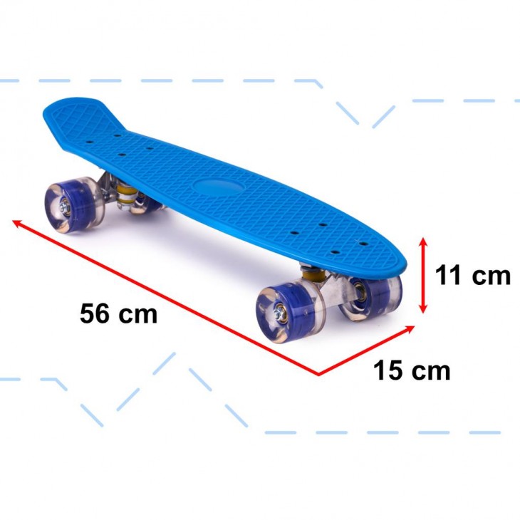Skateboard Penny Board pentru copii cu roti din cauciuc, iluminate LED, culoare Albastra - AVX-KX5375_2 - AVEX