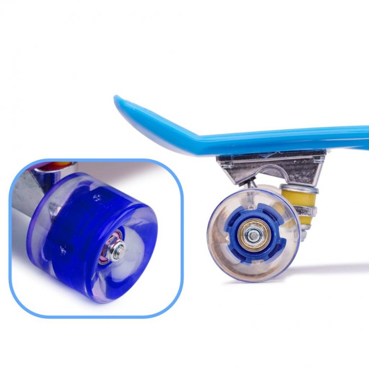 Skateboard Penny Board pentru copii cu roti din cauciuc, iluminate LED, culoare Albastra - AVX-KX5375_2 - AVEX