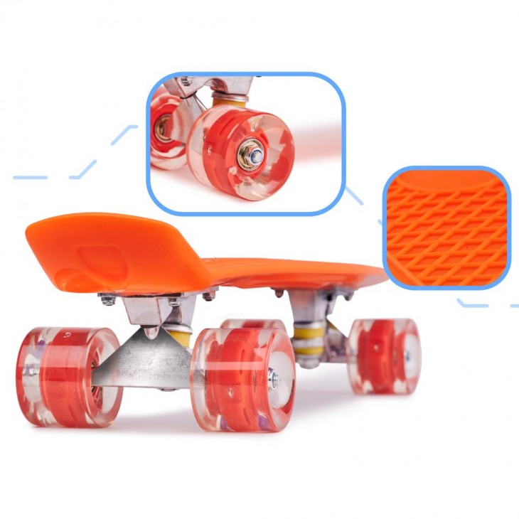 Skateboard Penny Board pentru copii cu roti din cauciuc, iluminate LED, culoare Orange - AVX-KX5375_4 - AVEX