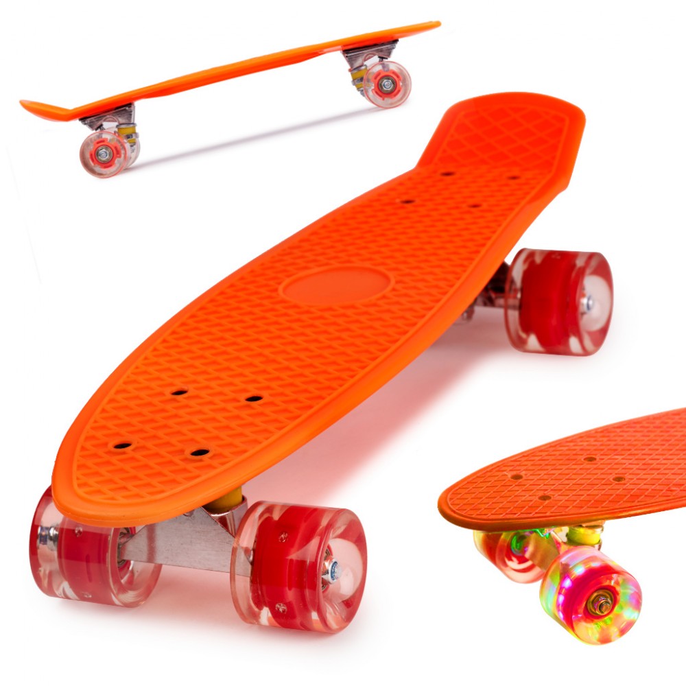 Skateboard Penny Board pentru copii cu roti din cauciuc, iluminate LED, culoare Orange - AVX-KX5375_4 - AVEX
