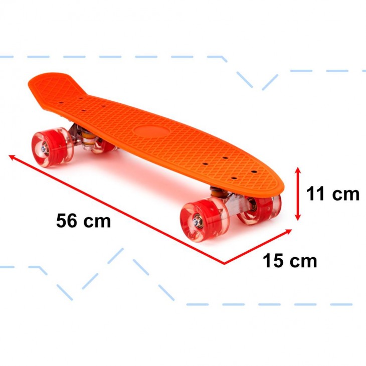 Skateboard Penny Board pentru copii cu roti din cauciuc, iluminate LED, culoare Orange - AVX-KX5375_4 - AVEX
