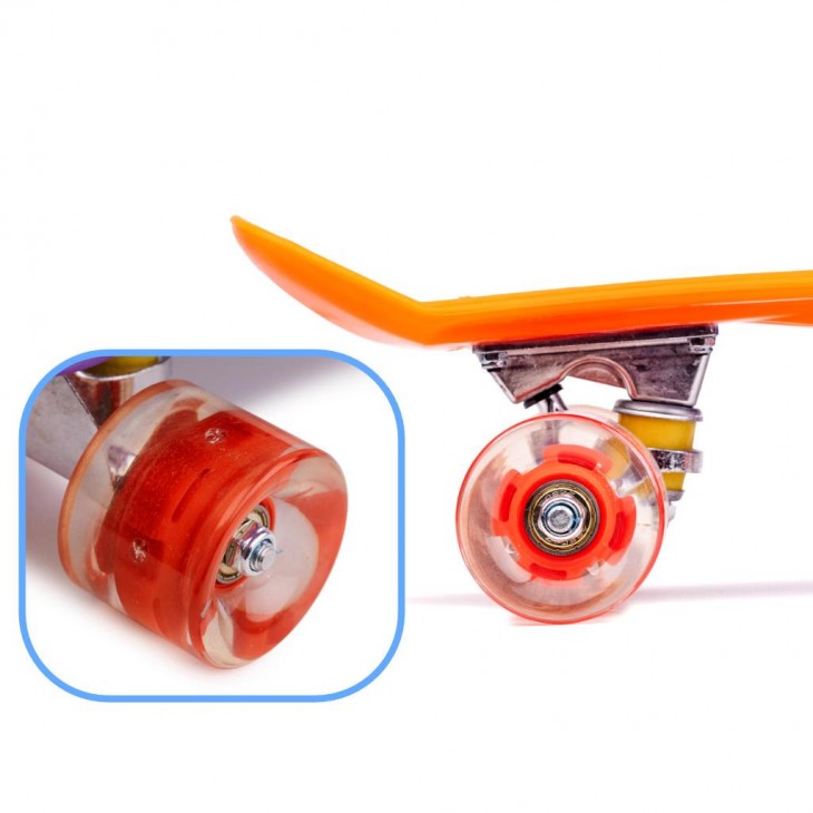 Skateboard Penny Board pentru copii cu roti din cauciuc, iluminate LED, culoare Orange - AVX-KX5375_4 - AVEX