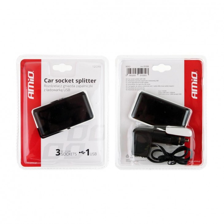 Splitter bricheta auto SOC2 3+1 USB - AVX-AM01030 - AMIO