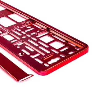 Suport numar inmatriculare din plastic, calitate Premium, culoare ROSIE, AMIO