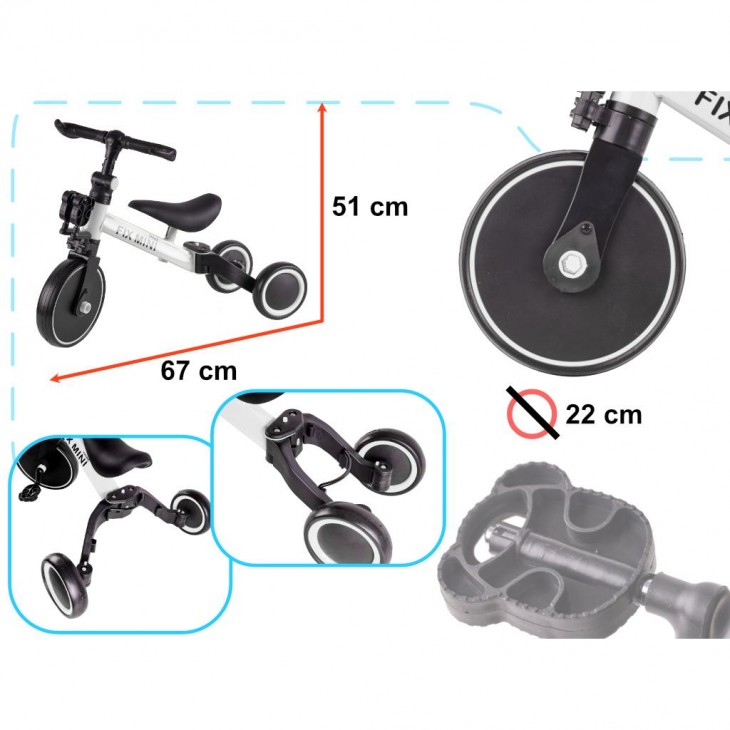 Tricicleta TRIKE FIX MINI, 3in1 adaptabila, culoare Alba - AVX-KX5377 - AVEX